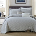 Pure cotton bed cover three-piece set showing bedspread-style design with solid colour pattern