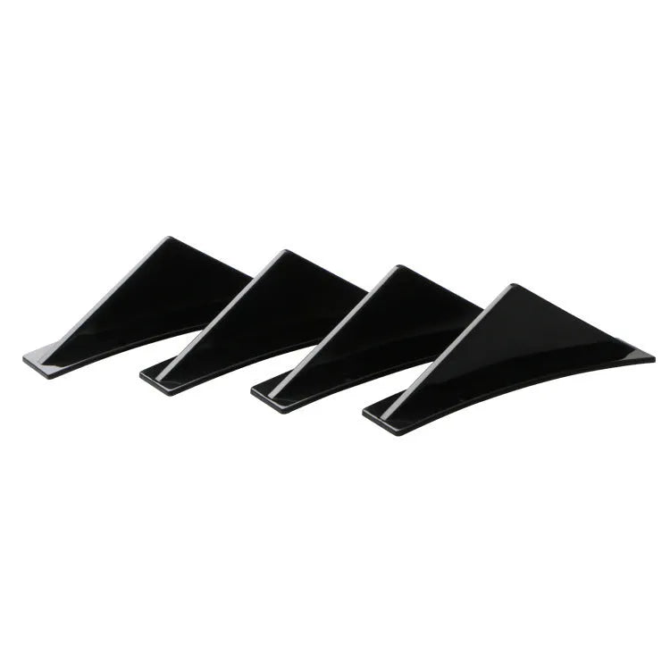Four triangle car rear spoilers in bright black finish with flat plane design