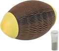Elliptical corrugated paper catnip ball toy for cats with scratch surface and catnip cavity