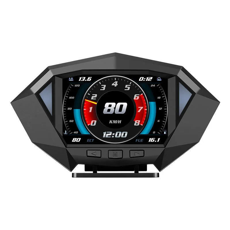 Black car HUD head-up display with HD LCD screen, OBD cable and anti-slip pad