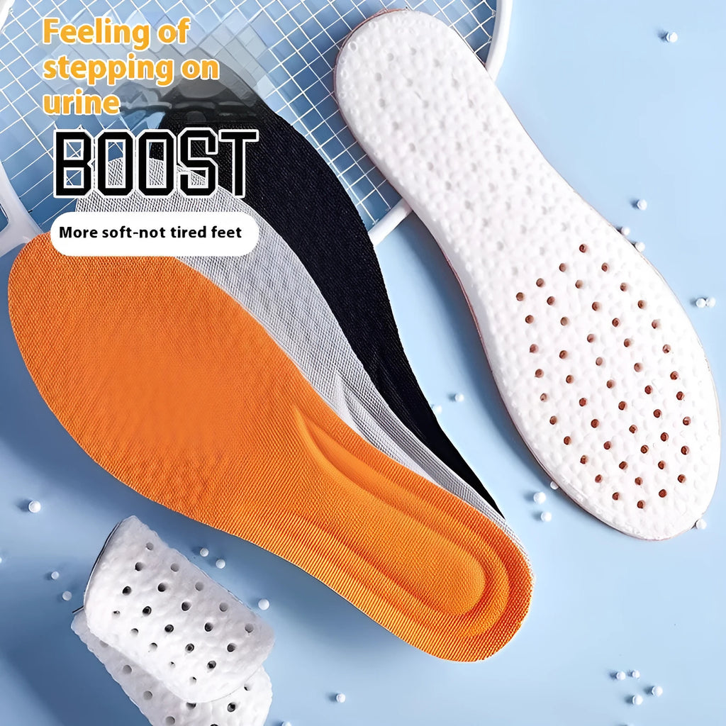 Grey trimmable deodorant sports insole made from PU foam on a white background.