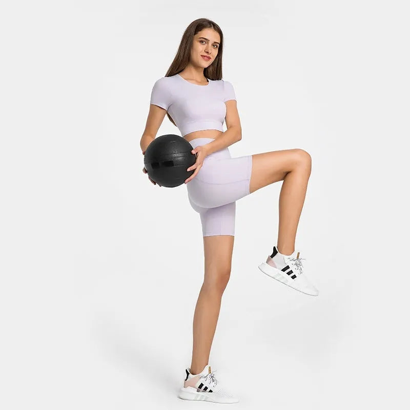 Women's black sports shorts with super stretch cotton blend fabric for running