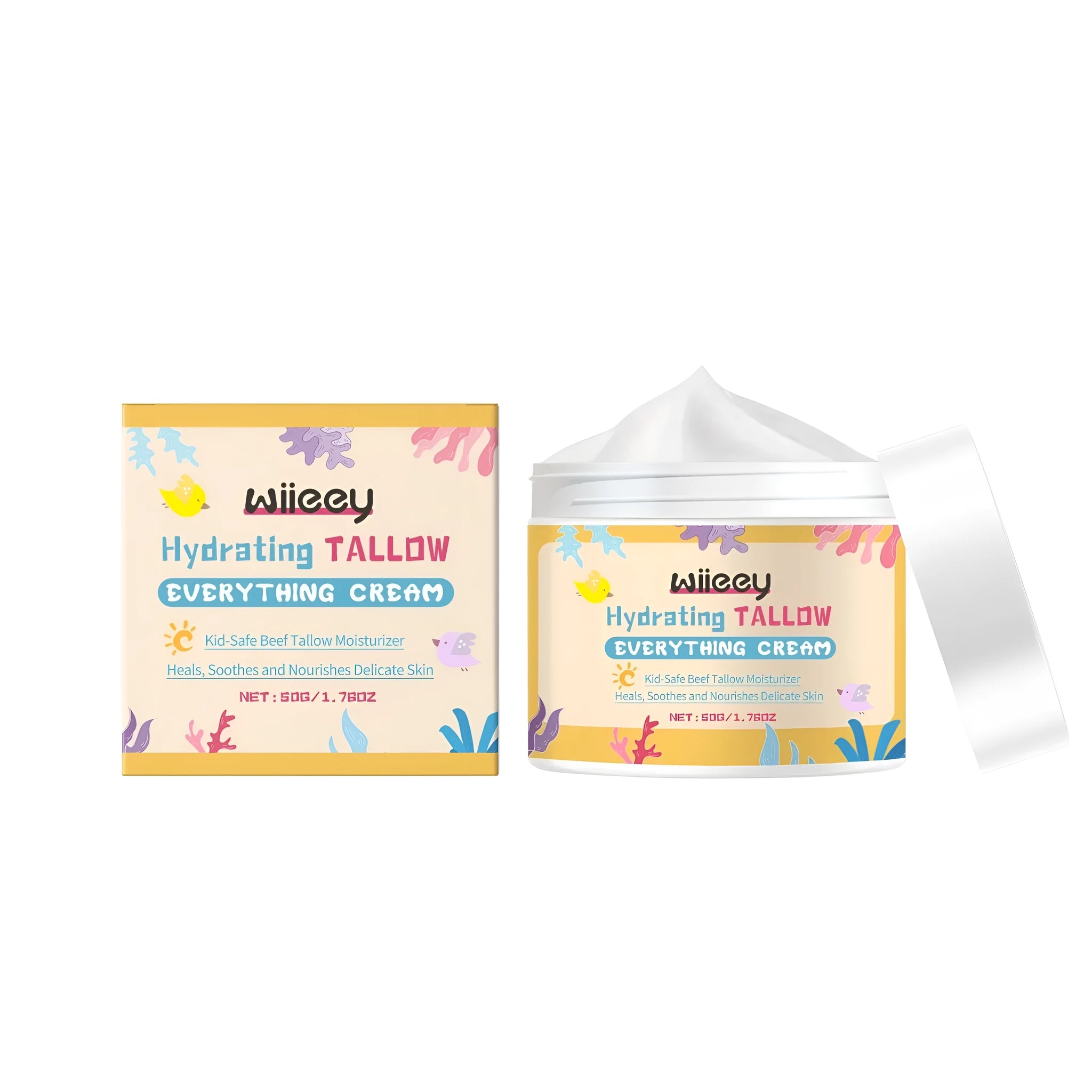 50g jar of hydrating tallow facial moisturising cream with shea butter