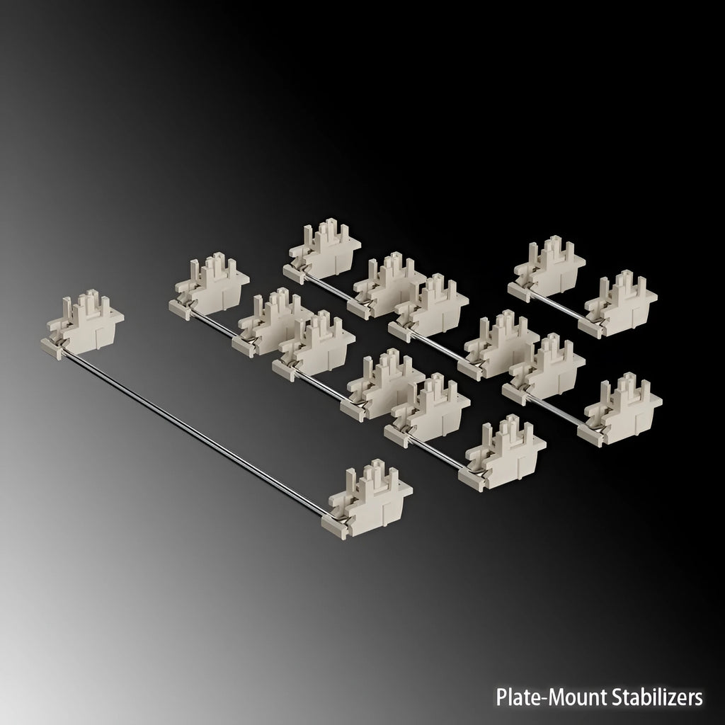 Keyboard stabiliser set in black and milky white colours with 6.25U and 7U size options