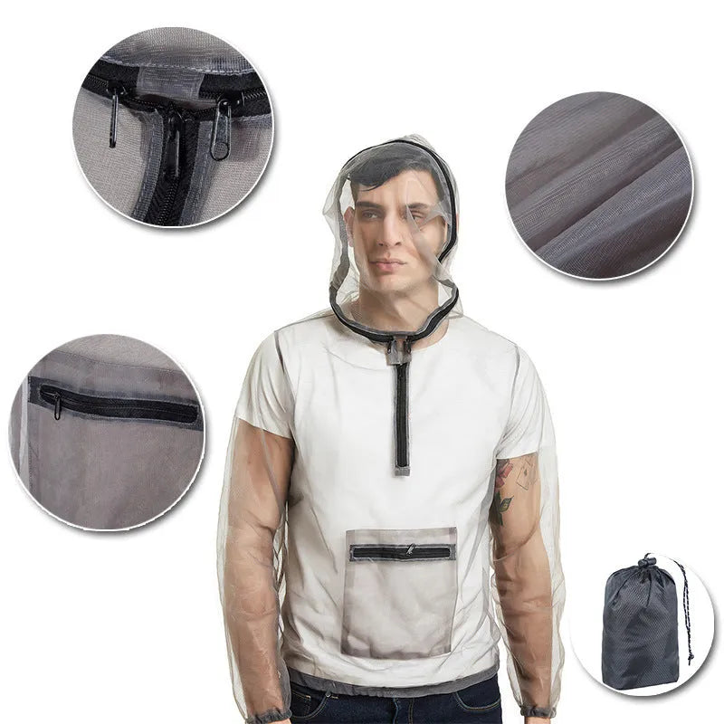 Rayman Jungle Run smoky grey mesh insect-proof jacket for outdoor activities like hiking and fishing