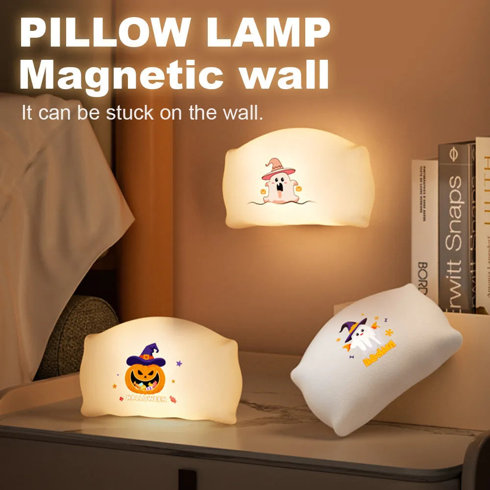 Cartoon Halloween doll table lamp in Magic Ghost or Pumpkin Ghost colour, shown on a table.