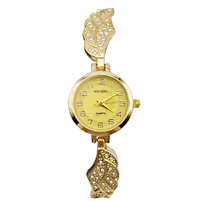 Stainless steel women's watch with round dial available in gold, white or black surface colours