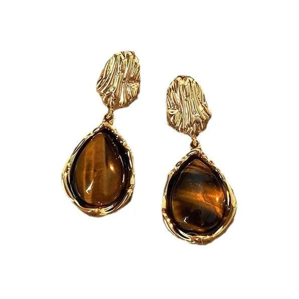 Three pairs of handmade electroplated alloy holiday earrings with geometric shapes and tassel elements