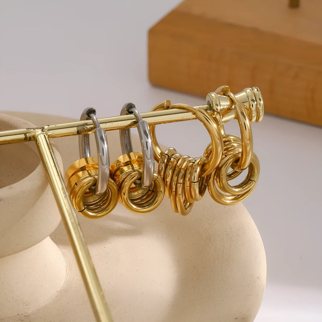 Stainless steel electroplated earrings in ins style with colour-matched design
