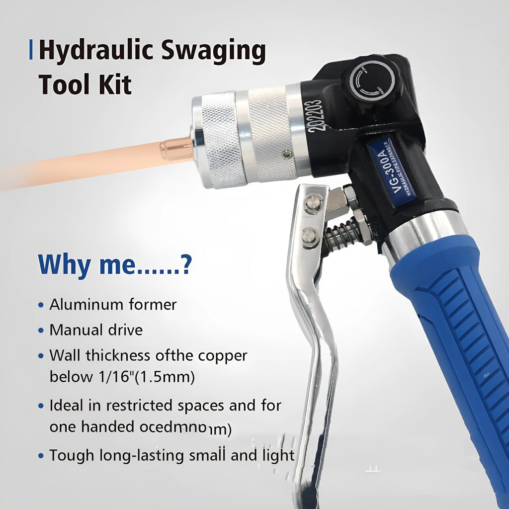 High-strength alloy steel hydraulic tube expander tool, VG-300 style, for refrigeration maintenance.