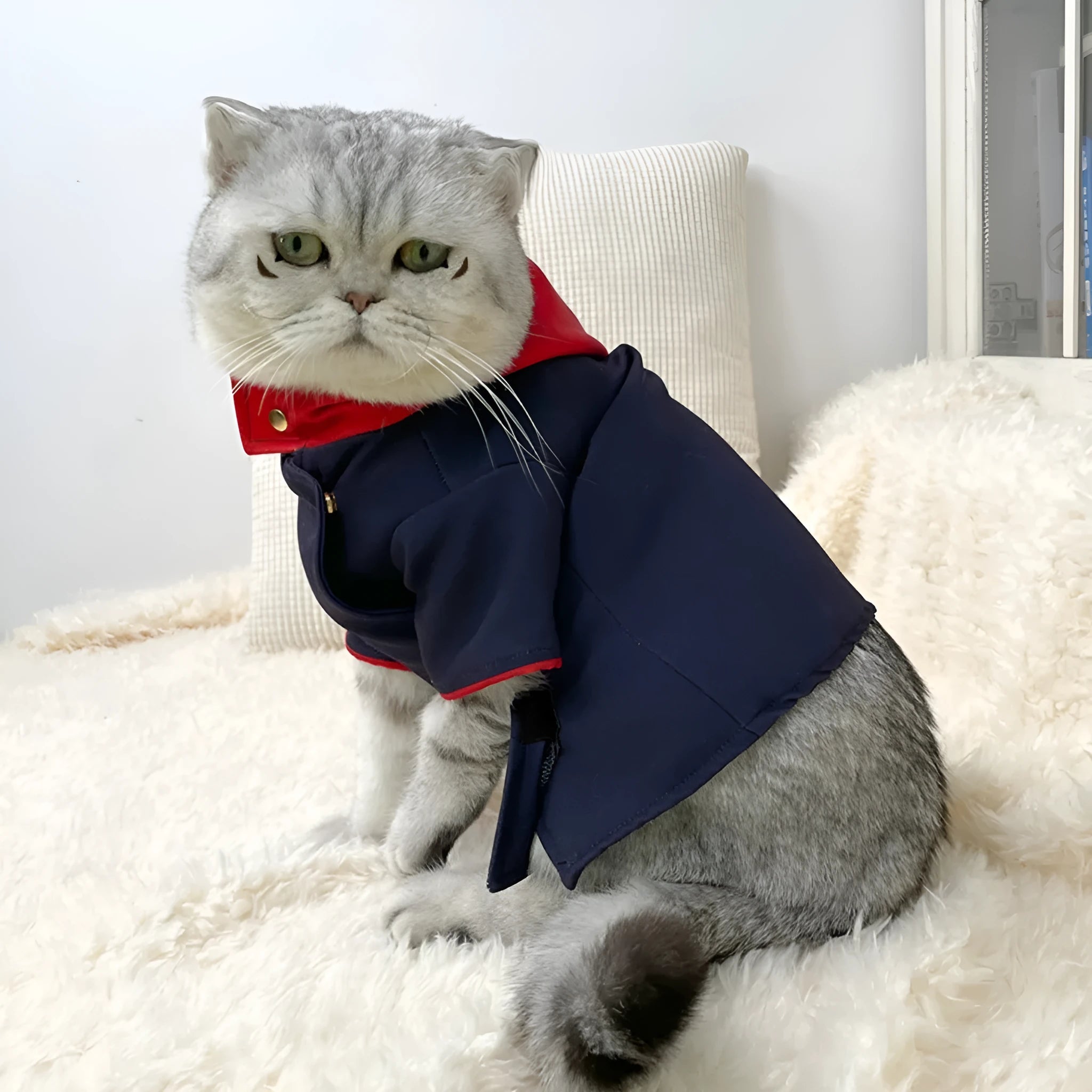 Small or medium sized hoodie for a cat or dog used as a photo prop.