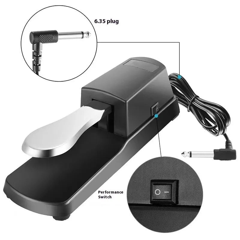 Single leg electronic keyboard sustain pedal with ABS plastic housing