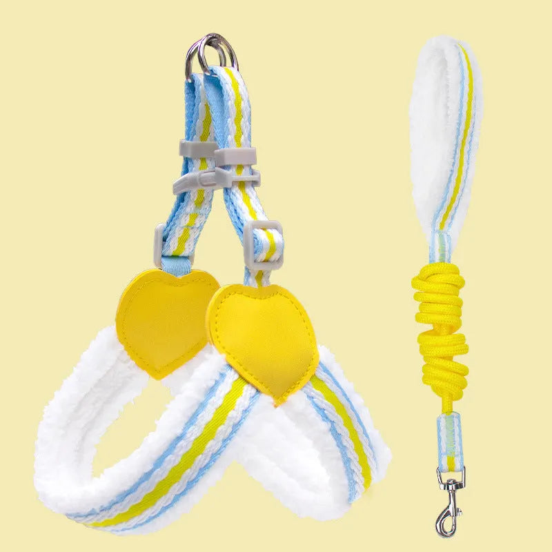 Blue breathable chest vest dog leash 1.5m for small medium dogs like Corgi Shiba Inu Bichon