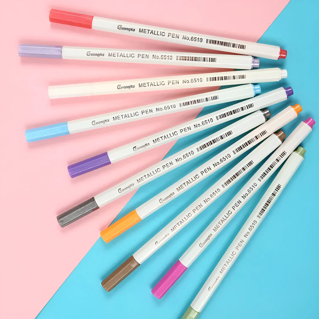 Boxed sets of metal pens with plastic shells in multiple colour options for office stationery
