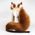 Plush fox ears and tail set in brown with matching plush fabric