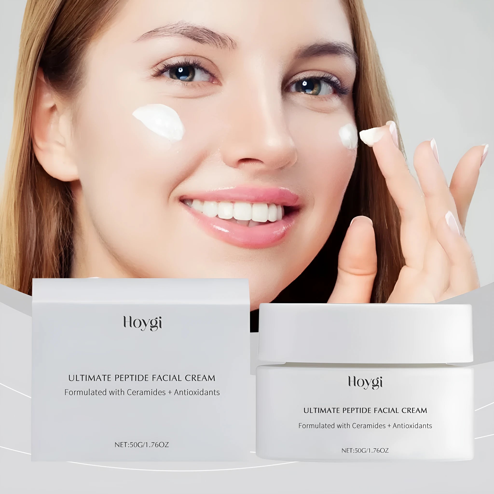 50g jar of ceramide NP facial moisturising cream with peptide complex