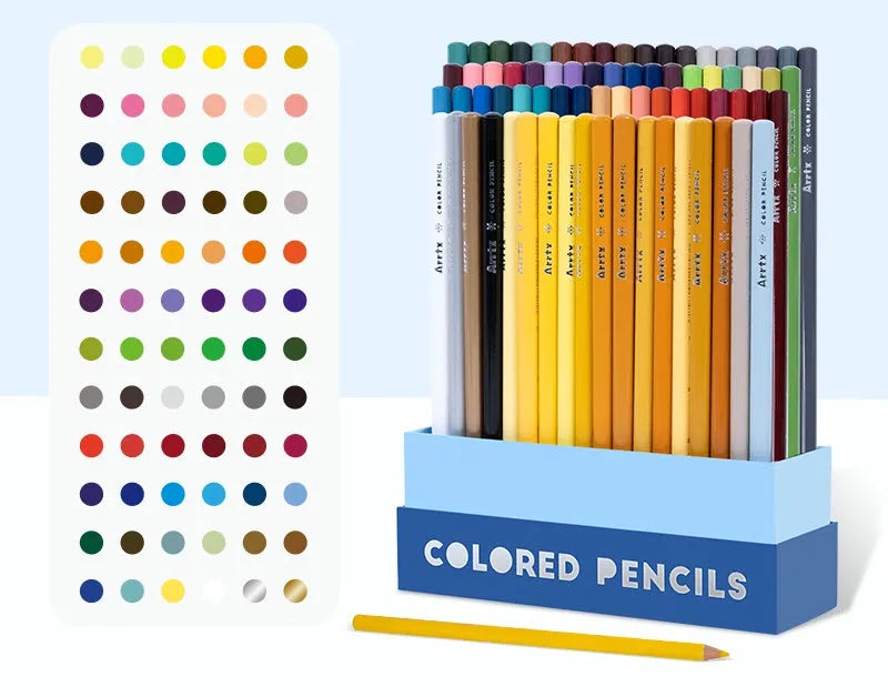 Set of 72 or 126 soft core colouring pencils for artists and students in a box.