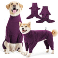 Four-legged polar fleece dog coat with high collar in dark grey colour