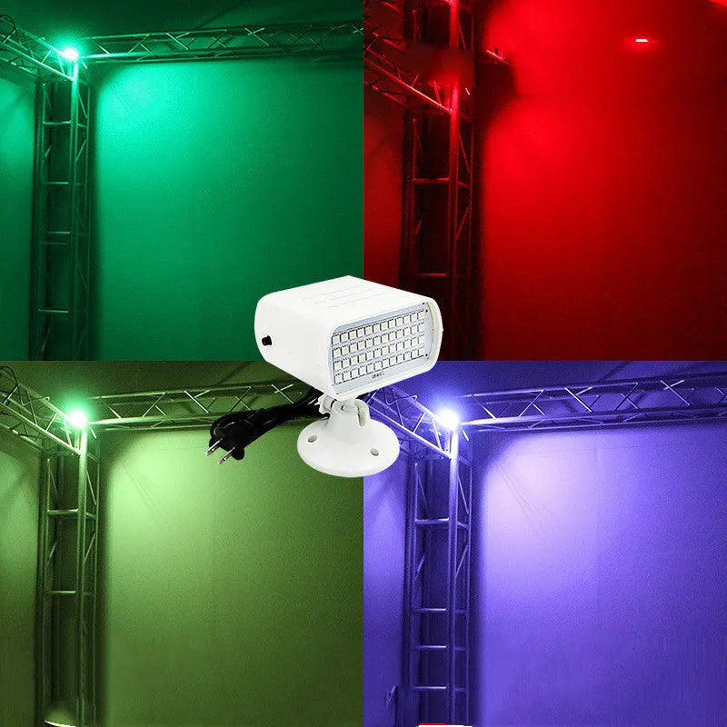 48-LED strobe light unit measuring 100x95x55mm with sound control for stage and club lighting