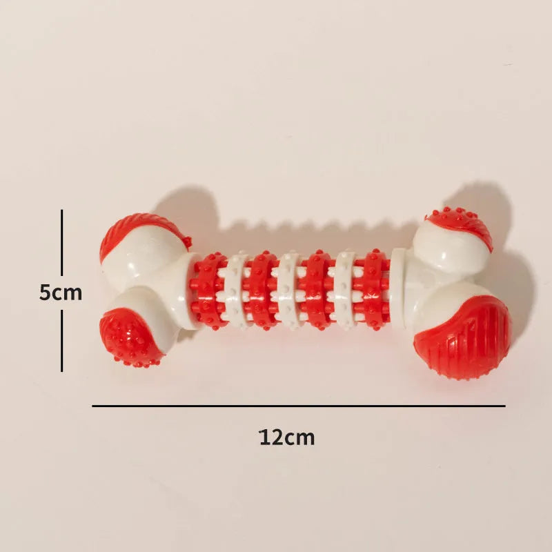 Blue bone-shaped interactive dog toy for small breeds with treat holder