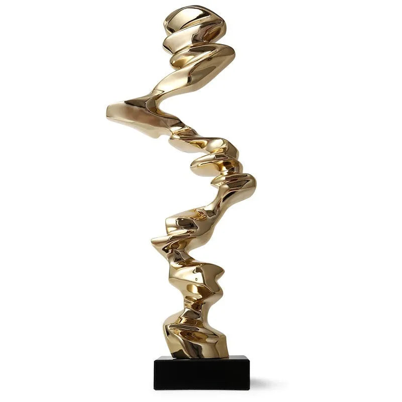 Natural resin abstract ornament with minimalist modern design in ran ran rose colours