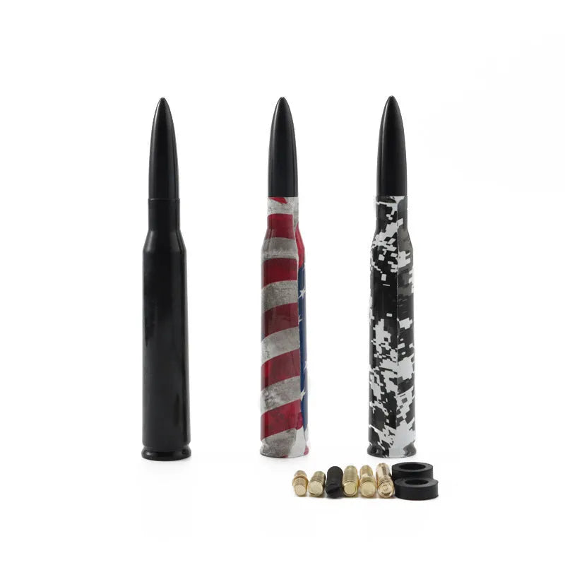 14cm car antenna with American flag and camouflage green design options.