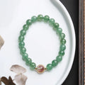 Green strawberry quartz hand-woven bracelet with 7.5mm stones and geometric Chinese patterns