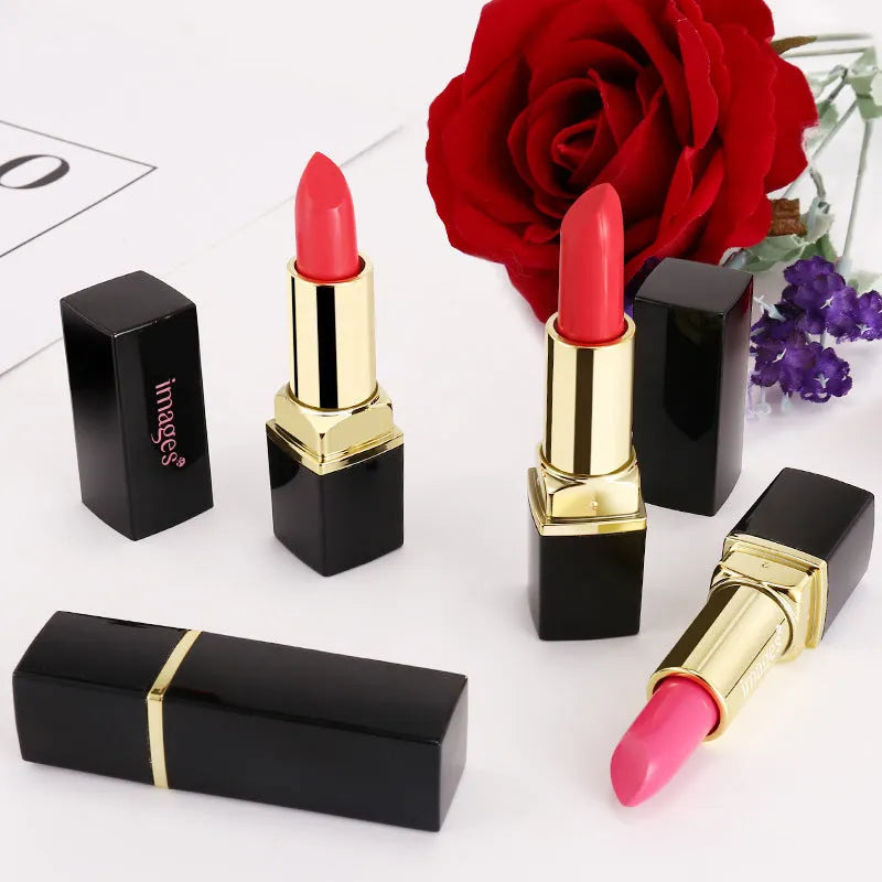 3.8g moisturising lipstick stick in a choice of 10 colours including red, pink, and orange.