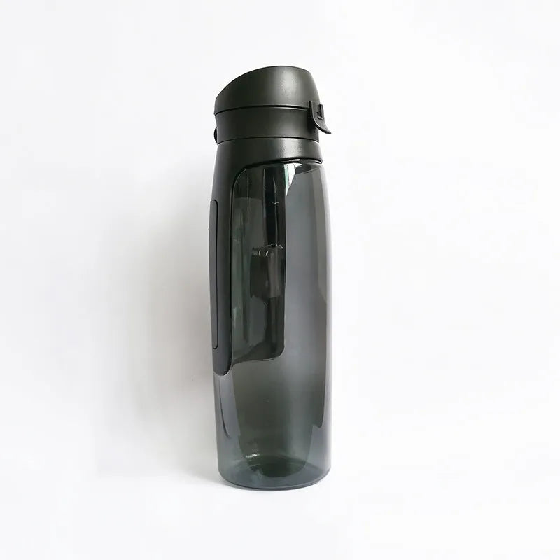 Black hidden security water bottle container with BPA-free lid on white background