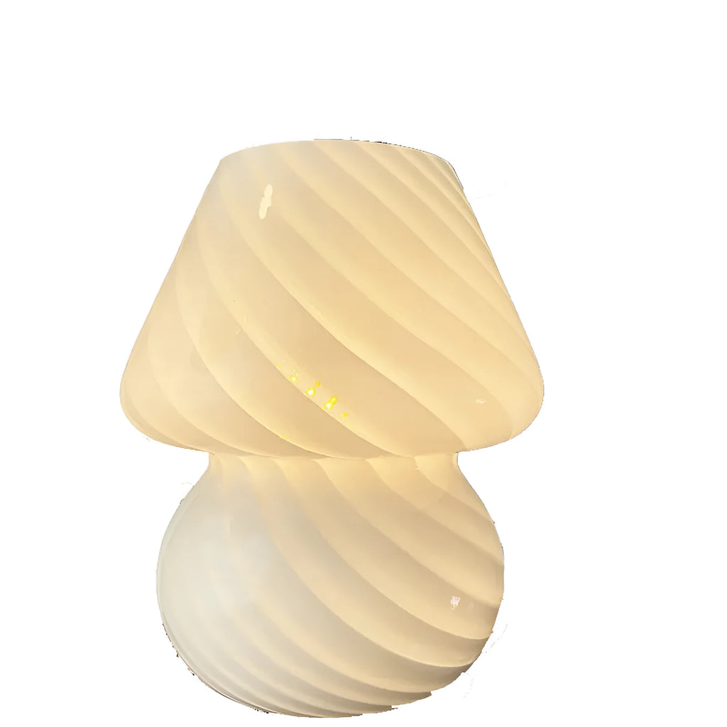 Hand-blown glass bedside lamp with bubble design USB powered warm LED bulb 19cm