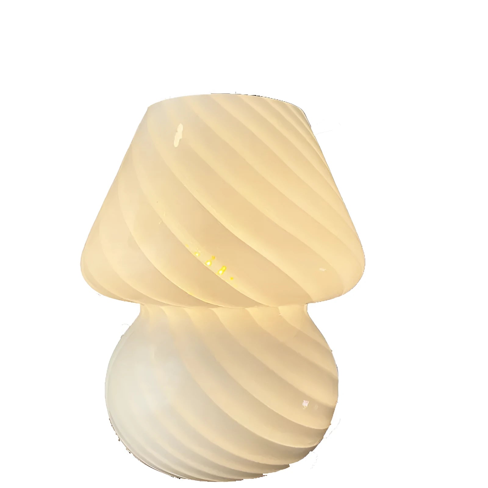 Hand-blown glass bedside lamp with bubble design USB powered warm LED bulb 19cm