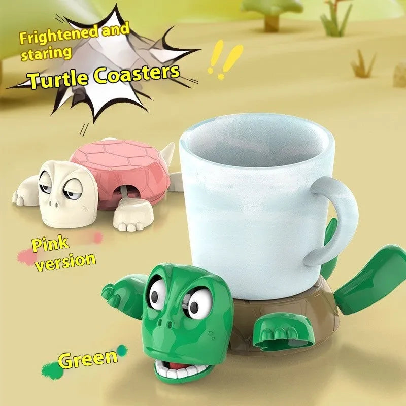 Turtle-shaped ABS plastic coaster in light green colour for heat insulation under drinks