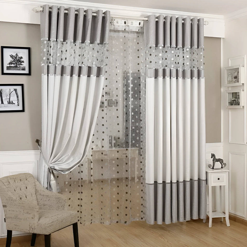 A single blackout curtain panel showing its polyurethane-backed fabric and one of the available hanging styles.