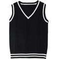 Women's V-neck knitted waistcoat sweater with striped stitching in slim fit