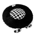 Plush pet nest bed for small medium dogs in black, pink, or yellow colour options