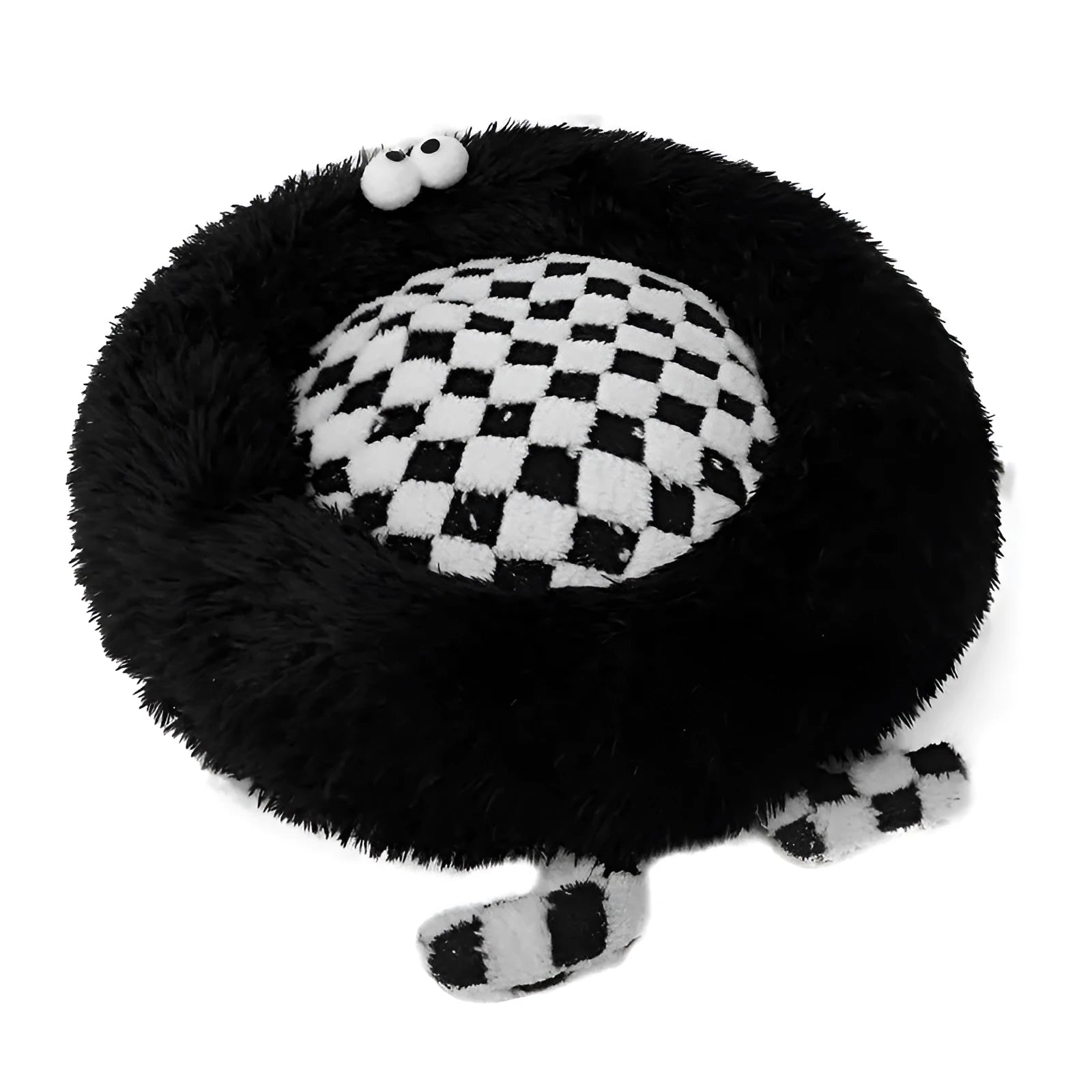 Plush pet nest bed for small medium dogs in black, pink, or yellow colour options