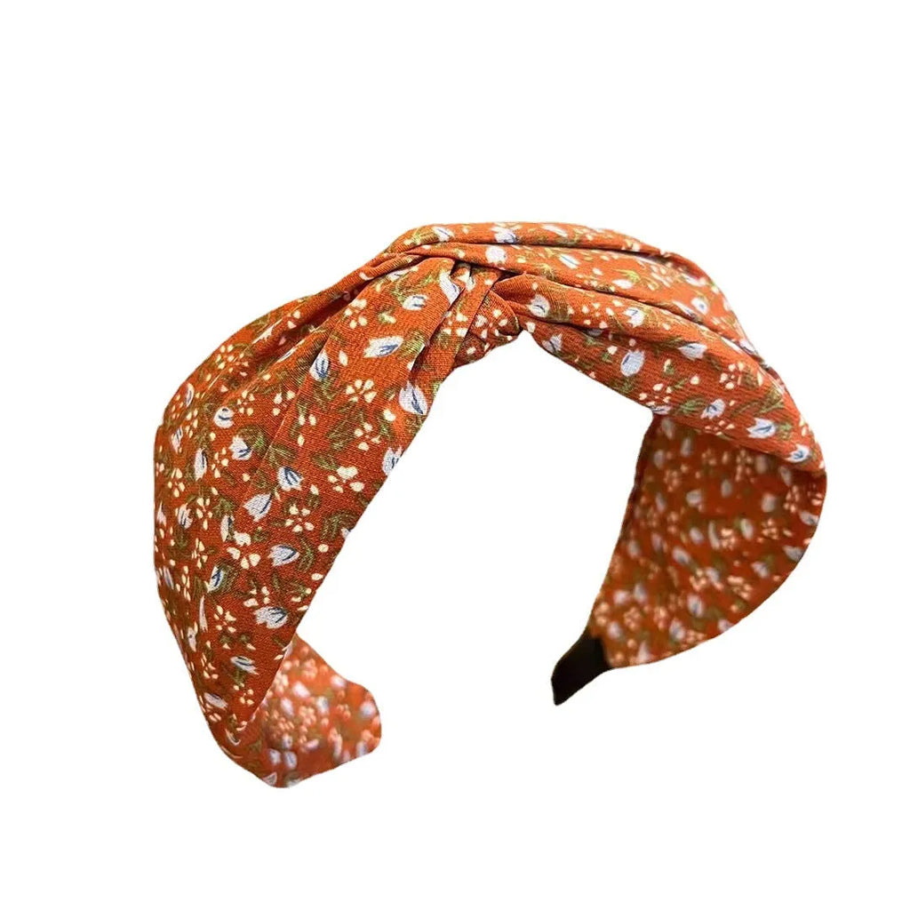 Retro French wide brim hair band in cloth with fu character Korean style, available in six colours