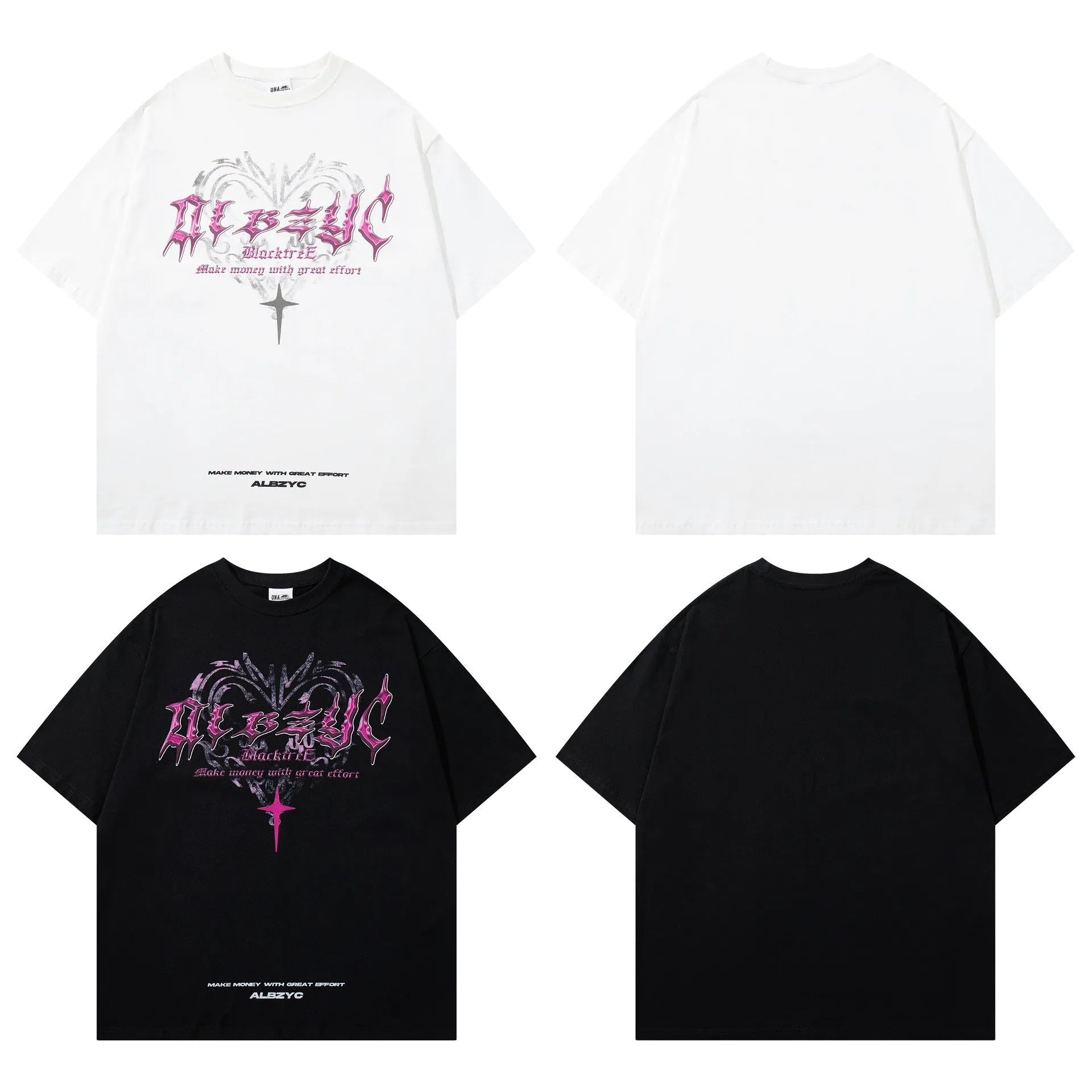 Men's retro design printed cotton t-shirt with short sleeves and round neck in loose fit