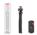 Black octopus-style flexible tripod and phone clip set on a white background.