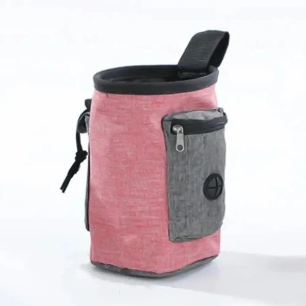 Waterproof pet training waist bag with adjustable belt and side pockets for keys and waste bags