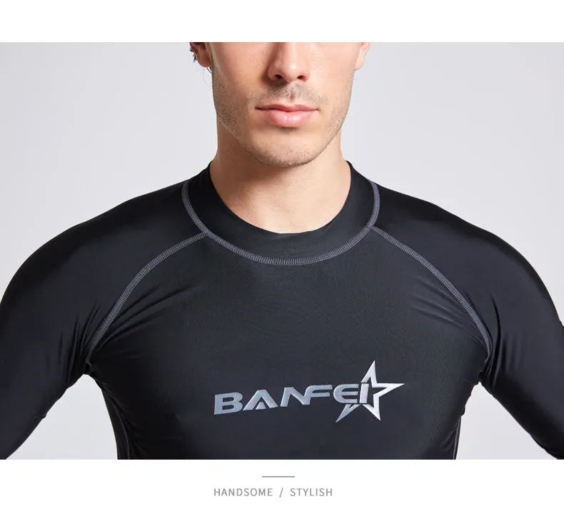 Men's half sleeve quick-dry wetsuit for snorkeling and surfing with matching swim pants