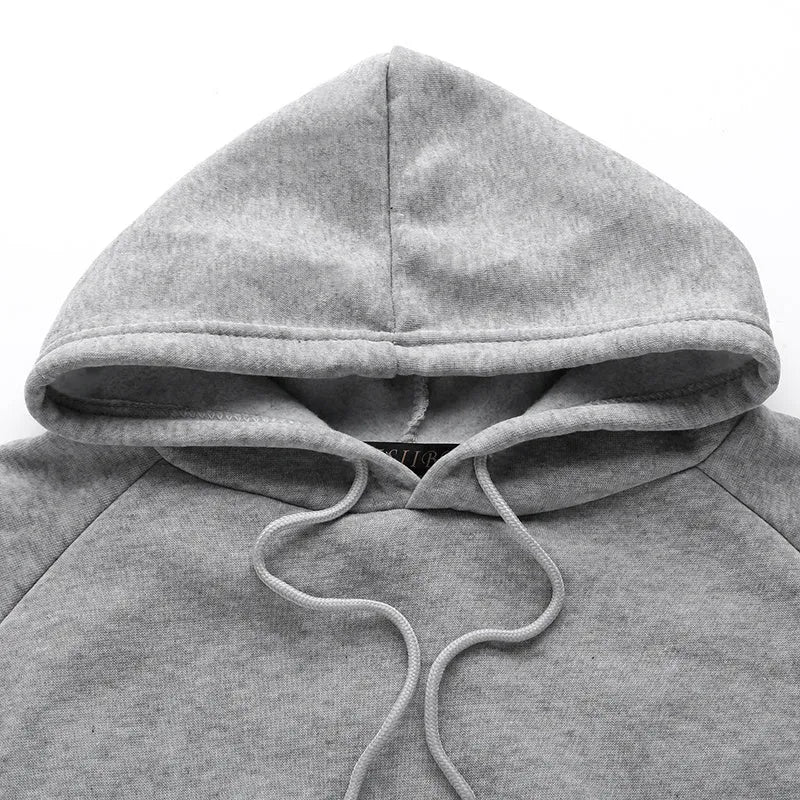 Black womens Japanese gothic print cotton hoodie sweatshirt front view
