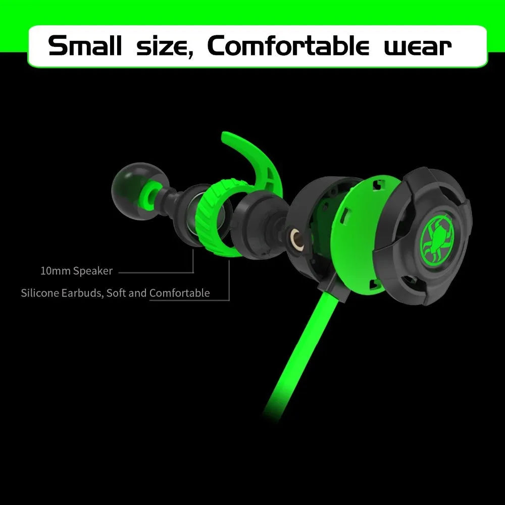 Shuangmai wired in-ear computer gaming headset in black, green, and red colour options