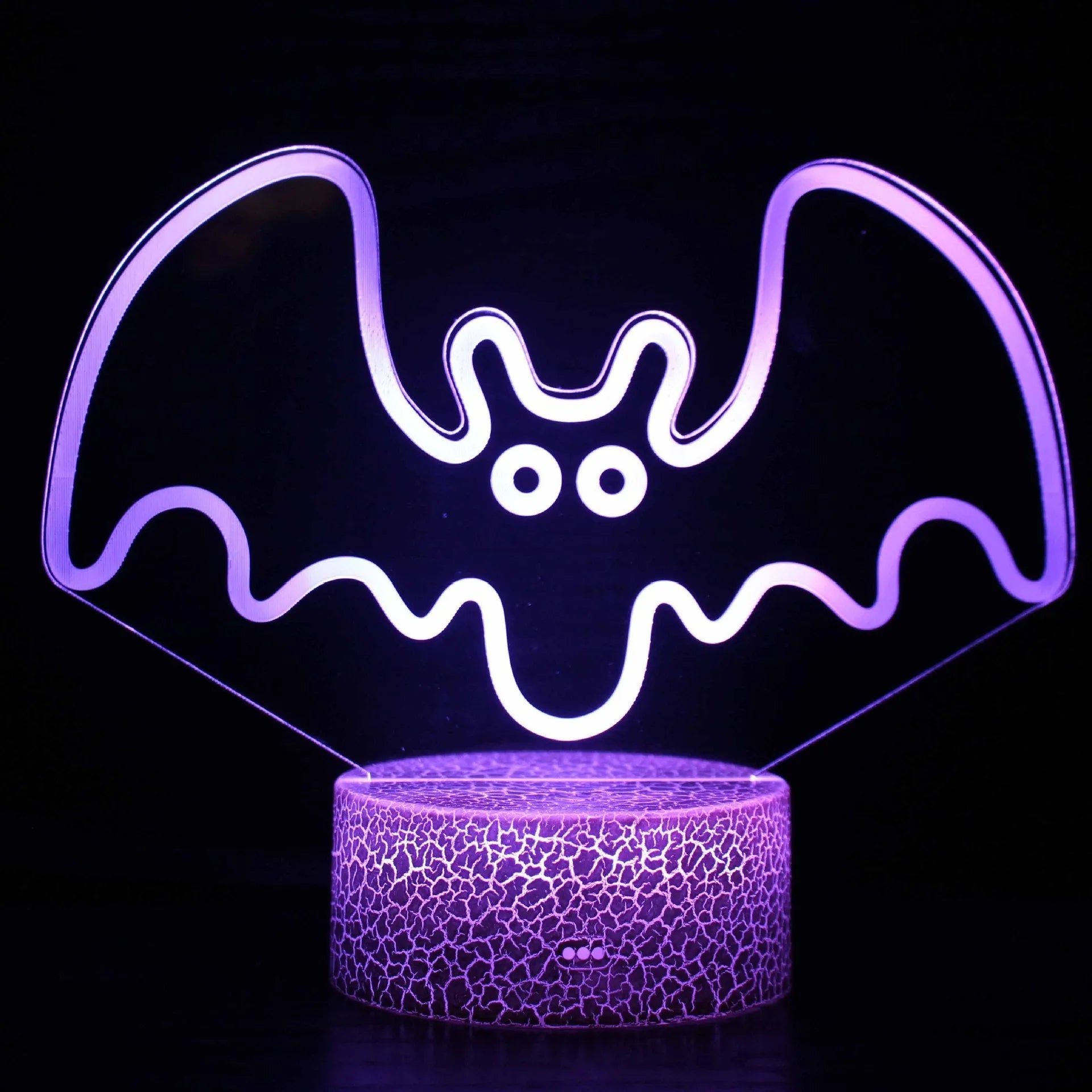 Colourful USB touch table lamp with crack-effect acrylic base and soft glowing acrylic light panel