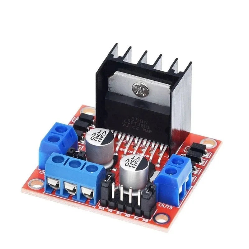 L298N motor driver board module with screw terminals for DC and stepper motor control