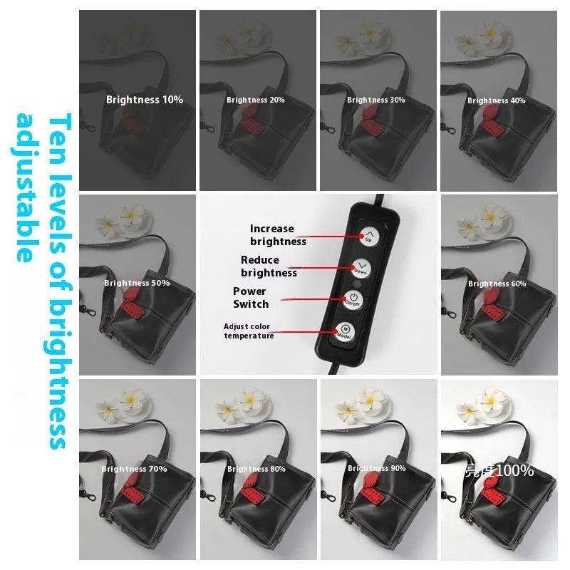 50cm folding studio light box with USB LED panels and reflective cloth interior for product photography