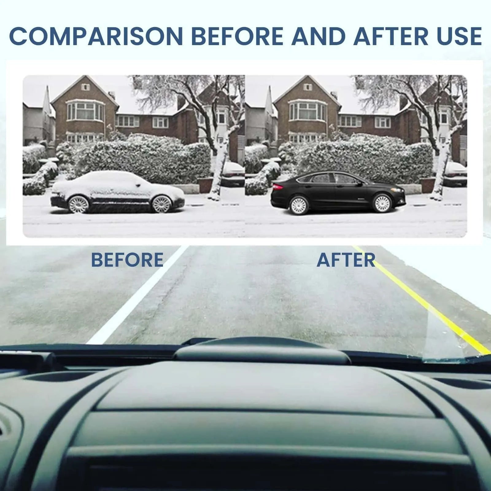 Black car de-icing tool measuring 5cm for winter windscreen snow and ice removal
