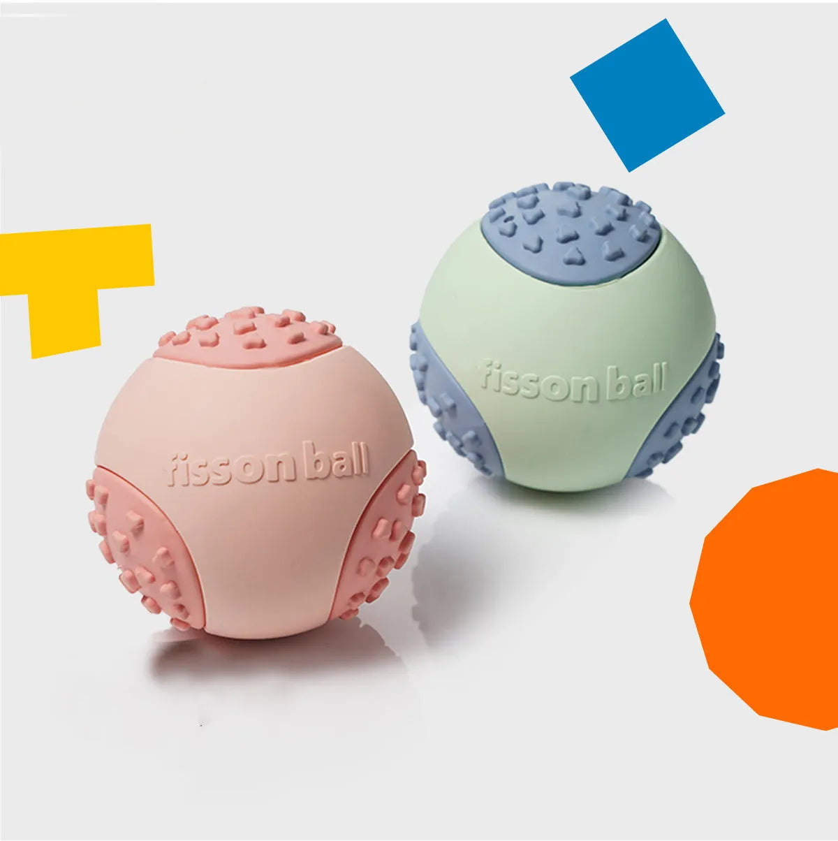 Green or pink rolling ball dog toy with 64mm diameter for small medium dogs