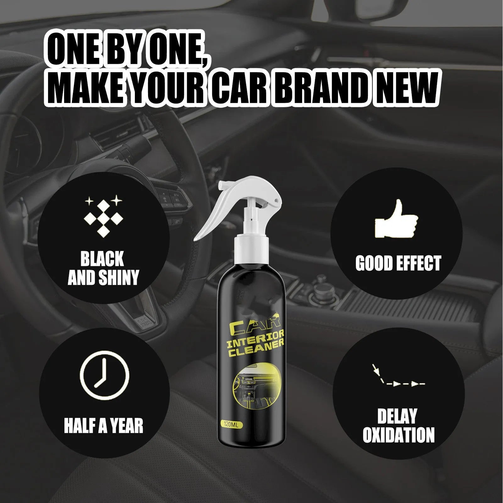 120ml car interior cleaner bottle for dashboard leather and plastic maintenance