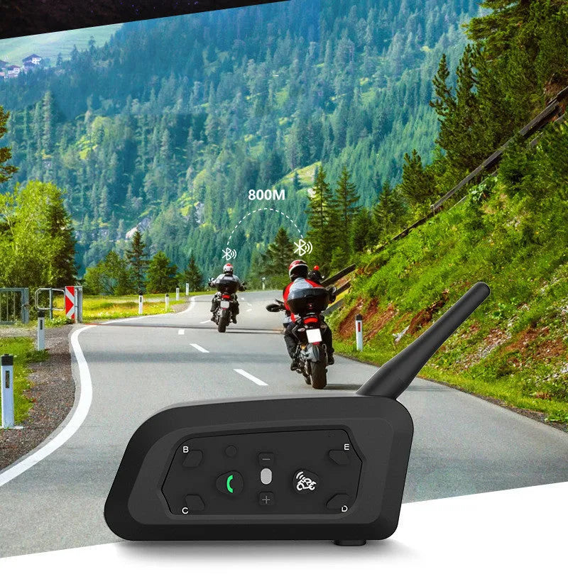 V6pro motorcycle helmet Bluetooth intercom unit with mounting hardware